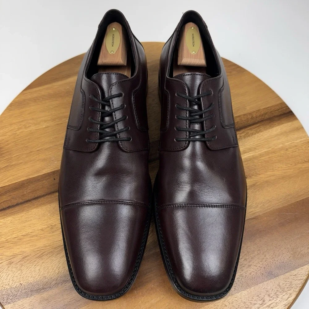 New Mens Johnston & Murphy Novick Brown Leather Cap Toe Dress Oxfords Size 13